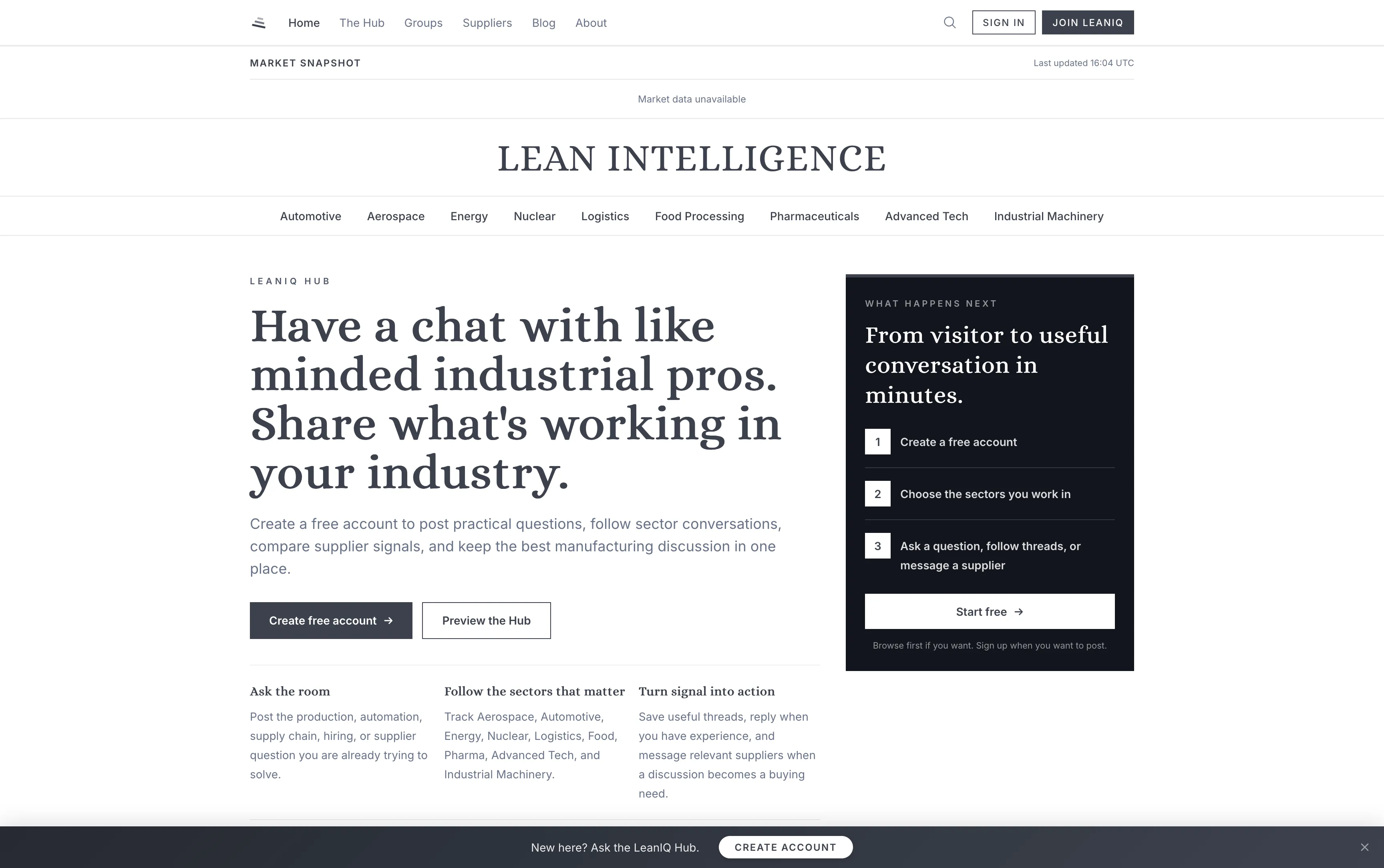 Homepage of LeanIQ, a SaaS product marketing site built by Mapletree Studio.
