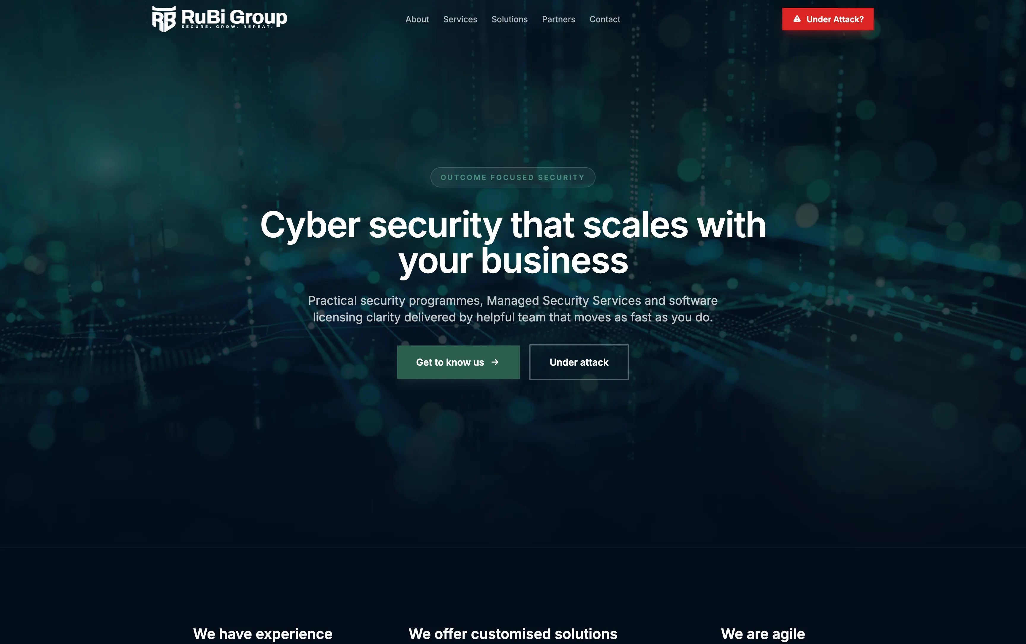 Homepage of RuBi Group, a consultancy website built by Mapletree Studio.
